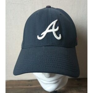 New Era Atlanta Braves Fitted Hat 39THIRTY MLB‎ Baseball Cap S-M Navy Blue